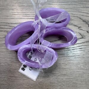 Bread and Butter Organika Purple Marbled Resin Napkin‎ Rings Set of 4 New